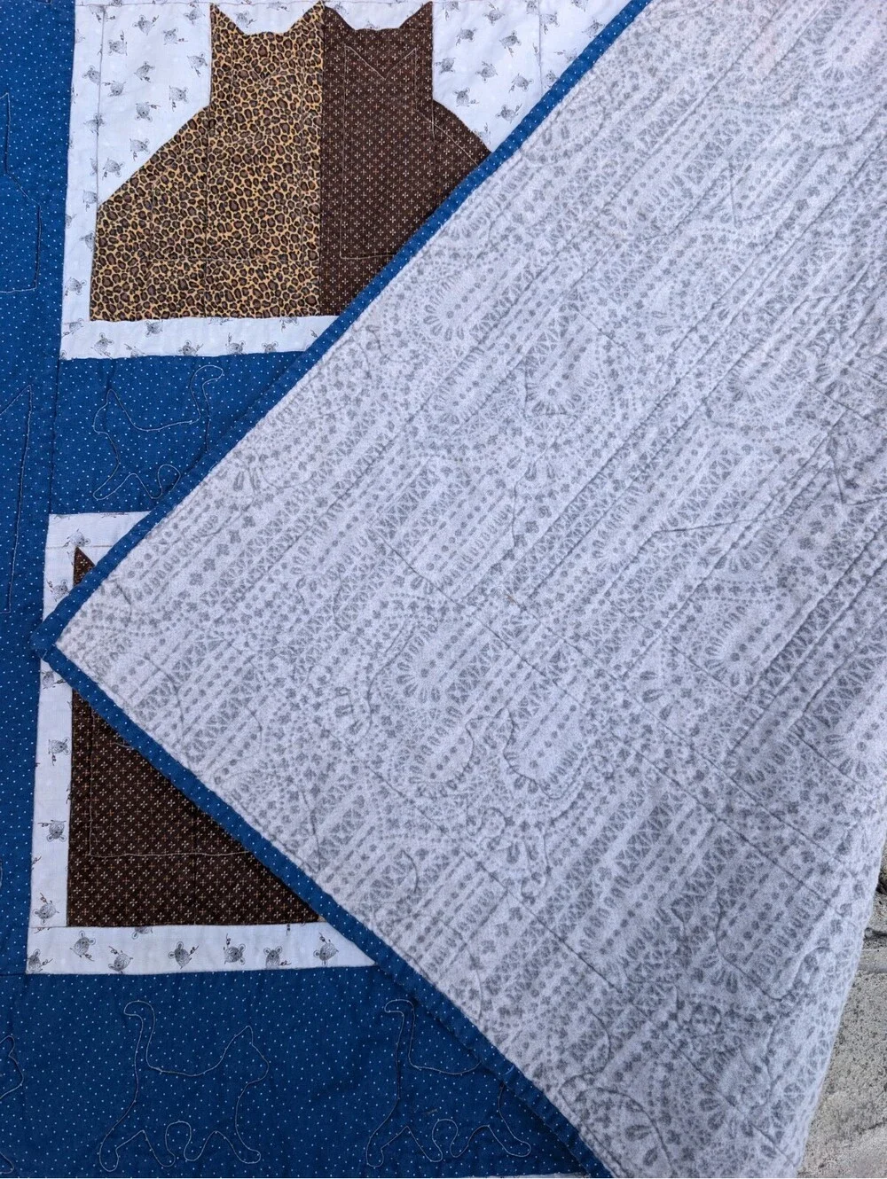 Quilt Handmade Cats Cat Lover Patchwork Throw Blanket Wall Hanging 44x66